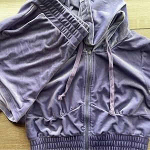 Purple velvet shorts and jacket set